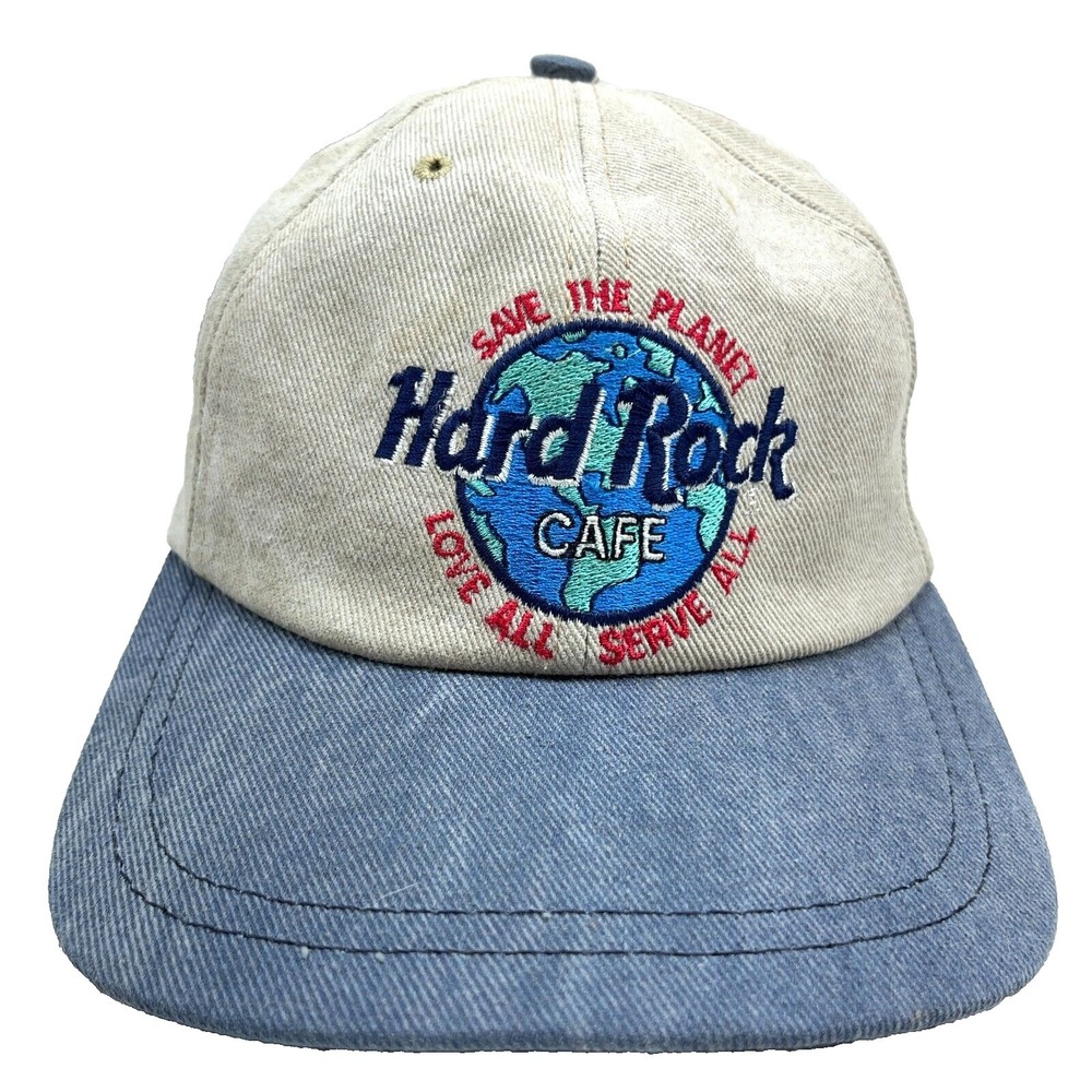 Vintage Hard Rock‎ Cafe Hat Cap Snap Back Gray Blur Myrtle Beach Blockhead USA